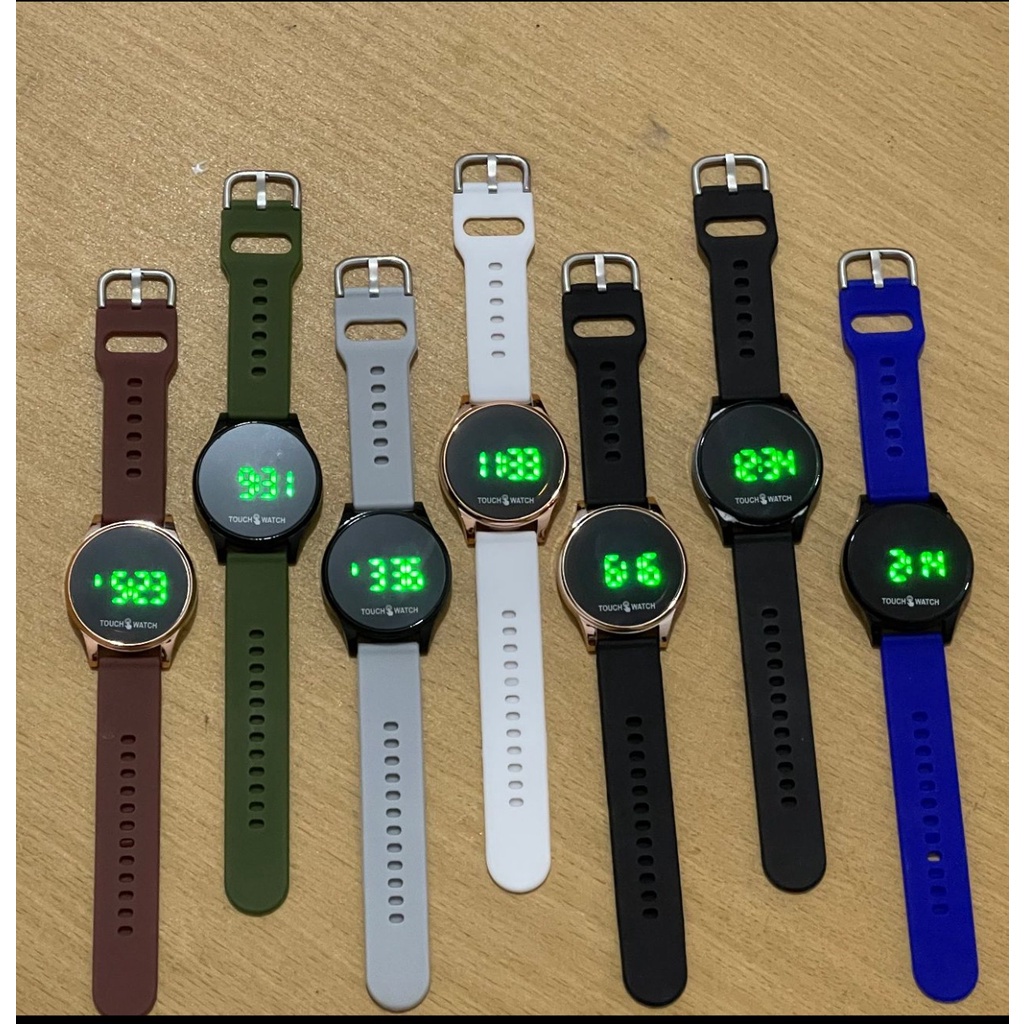 Jam Tangan Digital Touch Watch Segi Strap Rubber TS-01 BULAT (G_W)