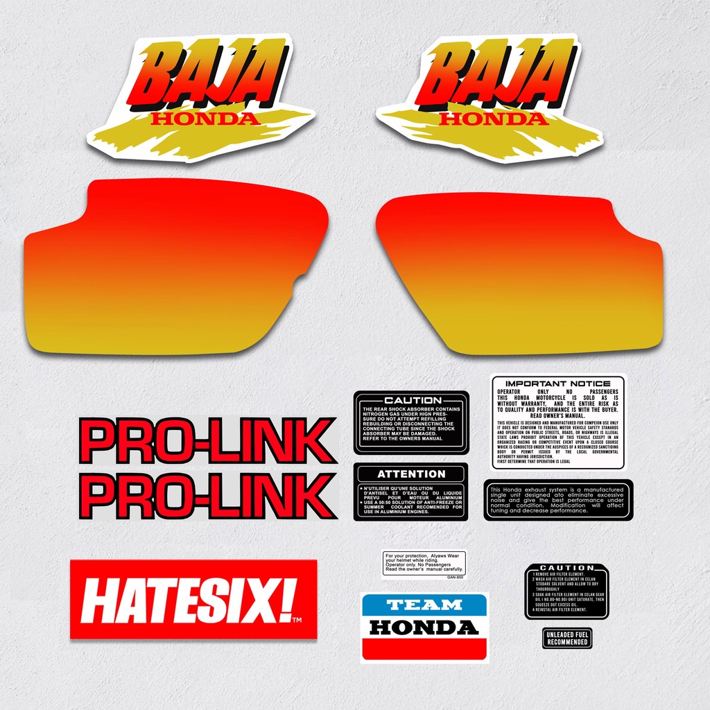 Sticker Decal Honda XRL Baja 1989 Hatesix