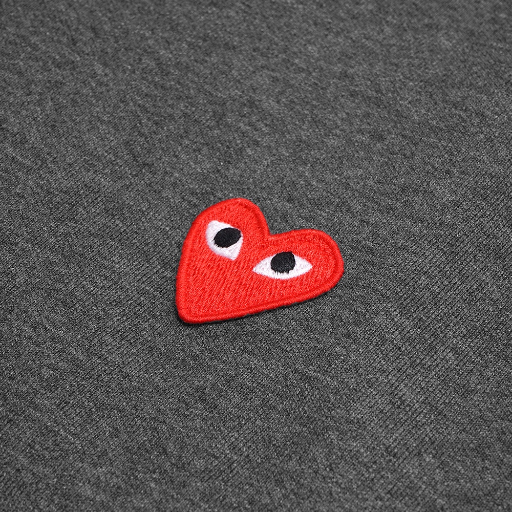 CDG Play Red Heart Sweatshirt Grey