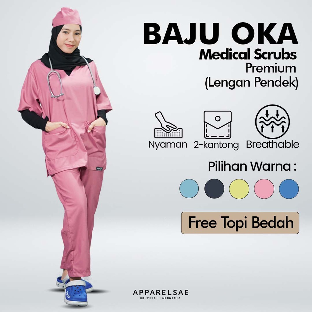 BAJU PERAWAT/ BAJU OKA / BAJU SCRUB / BAJU JAGA TOYOBO PREMIUM LENGAN PENDEK