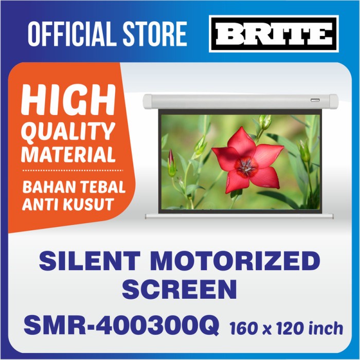 Terlaris Screen Projector Brite 200" Motorize Smr400300 Deluxe Motorize Screen