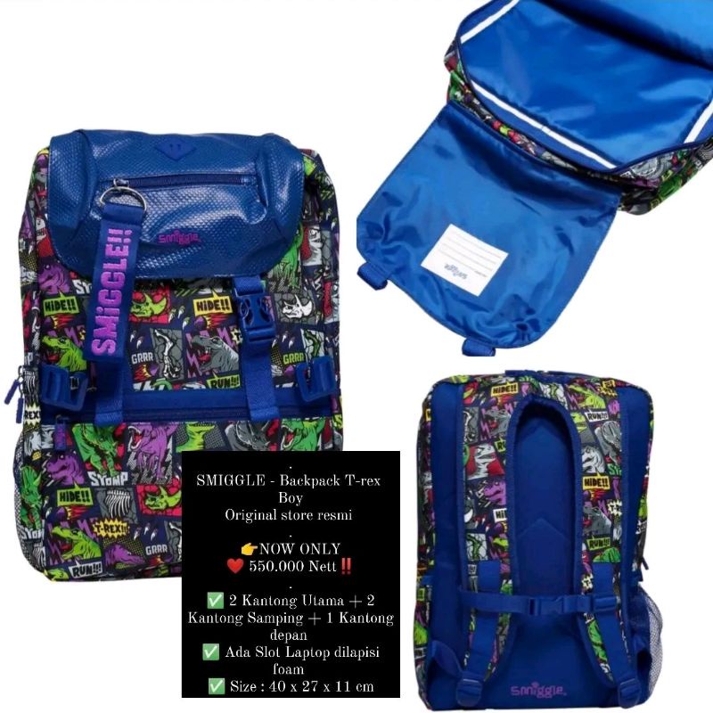Tas Ransel kids Dino by Smiggle Ori