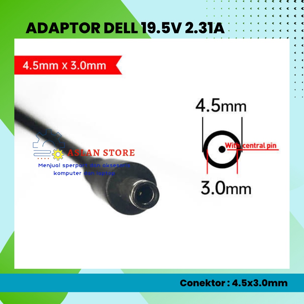 Adaptor Charger Laptop Dell 19.5V 2.31A Inspiron XPS13 9360 9350 9343 9365 XPS12 LA45NM140 Vostro537