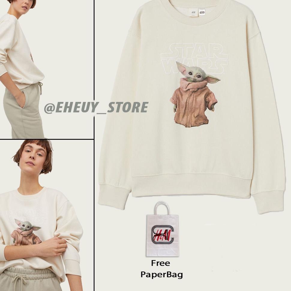 TERMURAH Crewneck h*m Starwars cream ORIGINAL sweater hnm starwars baby yoda cream sweater cream