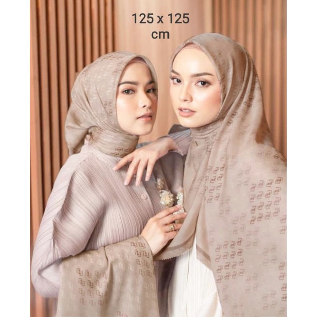 SALE HIJAB / SYARI MURATAA COKLAT / COD / KERUDUNG VOAL MOTIF / SEGI EMPAT VOAL / JILBAB TERBARU / L