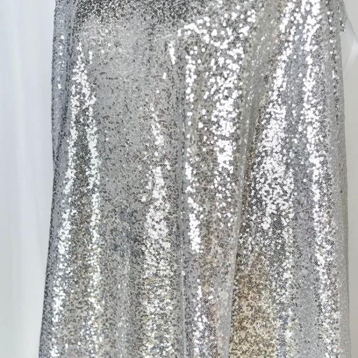 Best Seller Kain Sequin Silver Tile Putih / Kain Seribu Payet / Background Foto