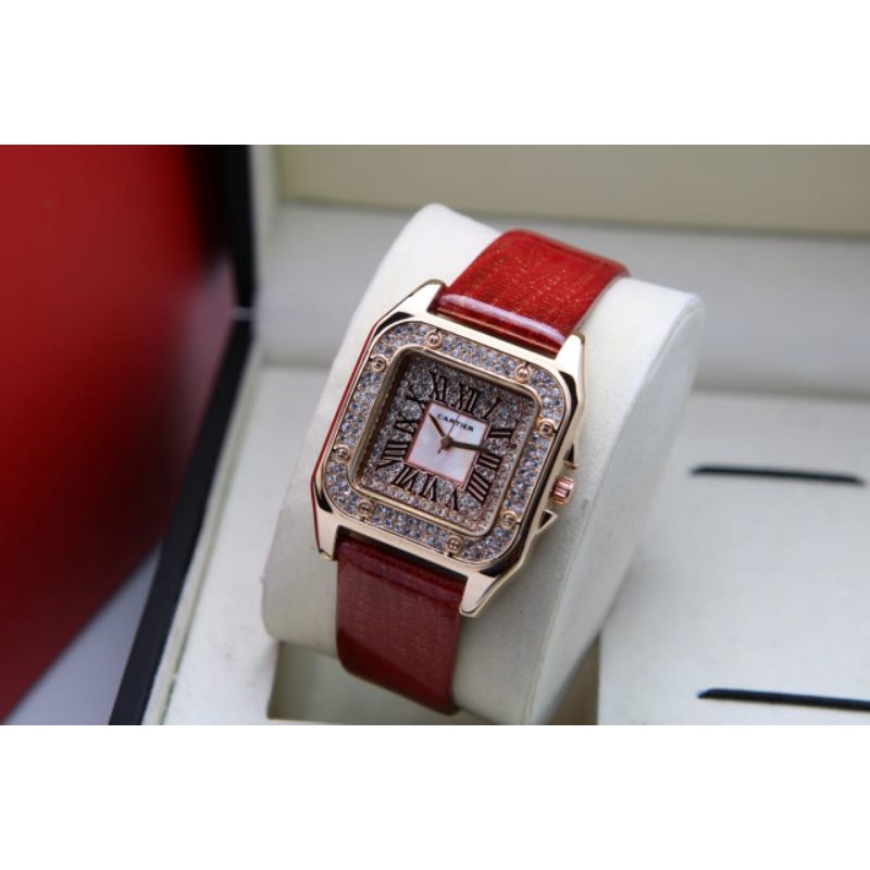 Jam Tangan Wanita Cartier Kulit / Jam Tangan Import