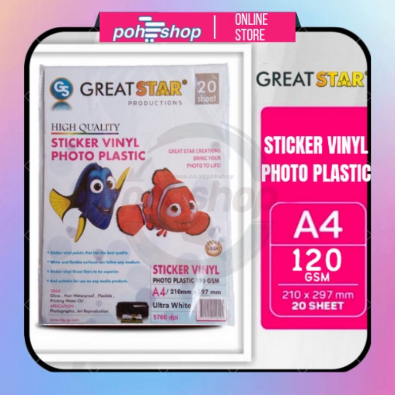 

Great Star Sticker Vinyl Photo Plastic A4/120gsm 20's
