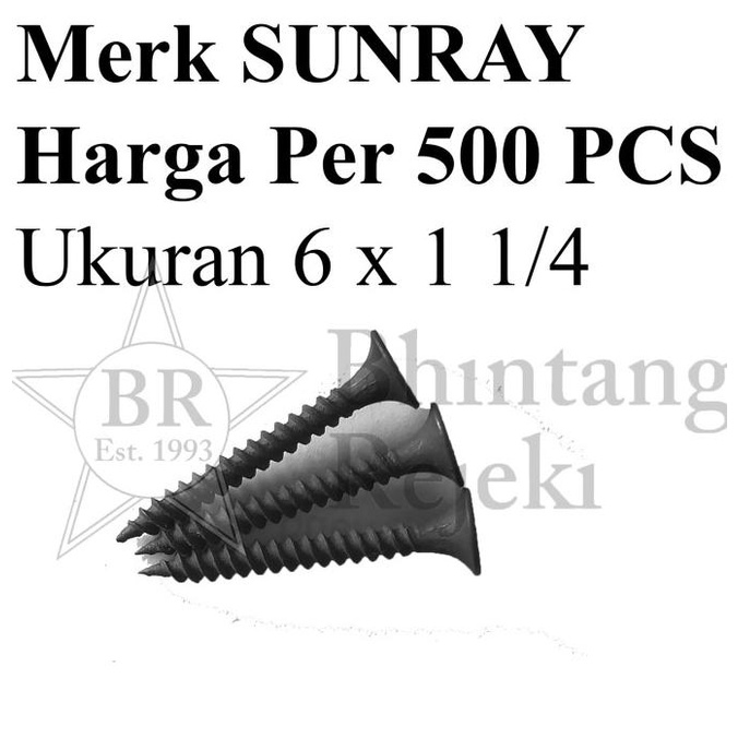 Sekrup Gypsum #6 x 1 1/4" (3cm) Isi 500 Pcs |Drywall #6 x 1 1/4" (3cm)