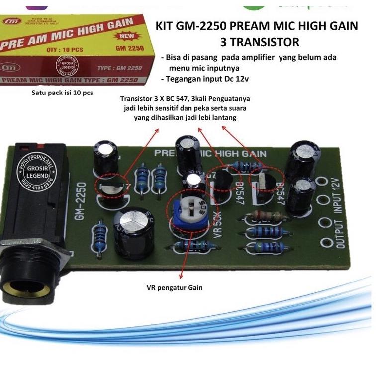 Laris Kit preamp mic high gain 3 transistor GM 2250 03O