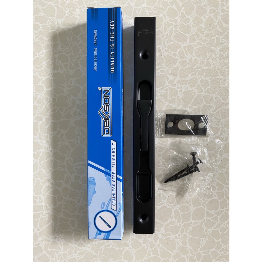Flush bolt Hitam 8in Dekkson FB 040 8'' Matt Black Dekkson Grendel Pintu Kayu Warna Hitam Dekson