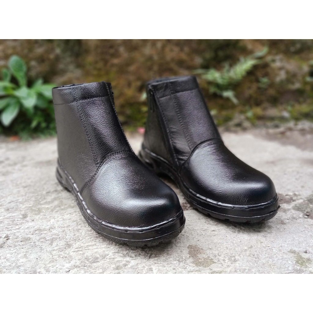 Sepatu Safety Pria King Model Resleting Kulit Alsi