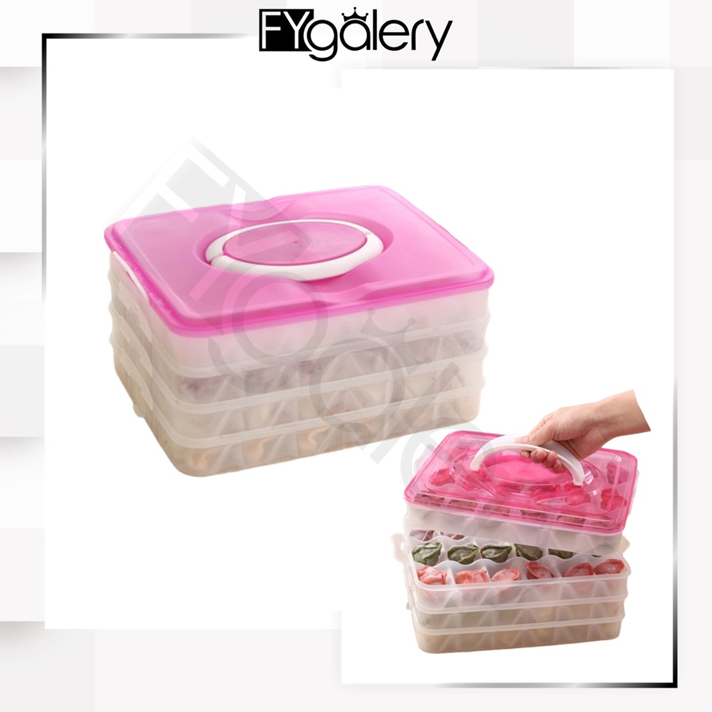 FYGALERY HL0272 Kotak Penyimpanan Makanan Set 4 Tingkat Tempat Kontainer Sayuran Kulkas Susun Transparan Dapur Box Container Multifungsi 4 In 1 Food Storage Box