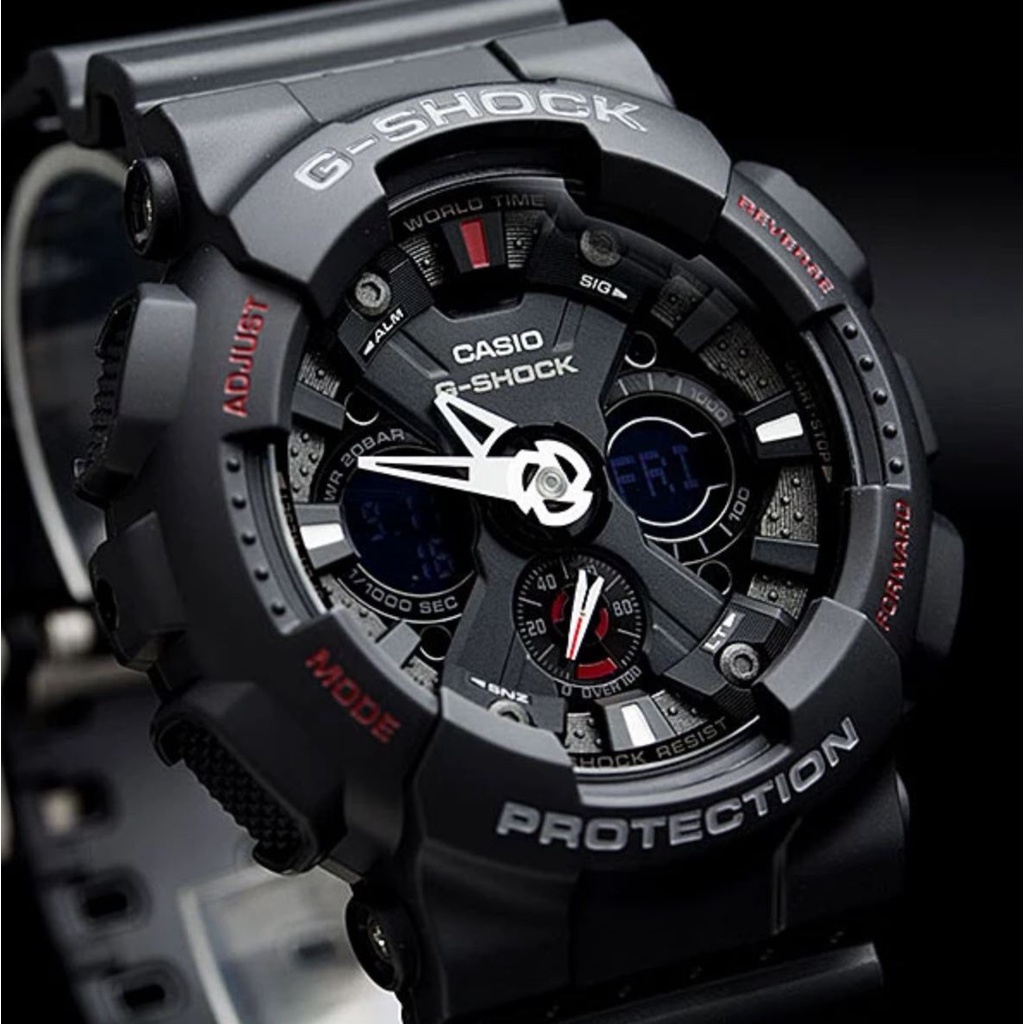 Jam Tangan Pria G-Shock Analog Digital GA-120-1ADR Japan Quartz Movement Dual Time Display 200M Water Resistant