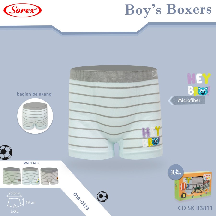 cd celana dalam boxer anak cowok sorex b3810 3811seamless microfiber nyaman lembut elastis