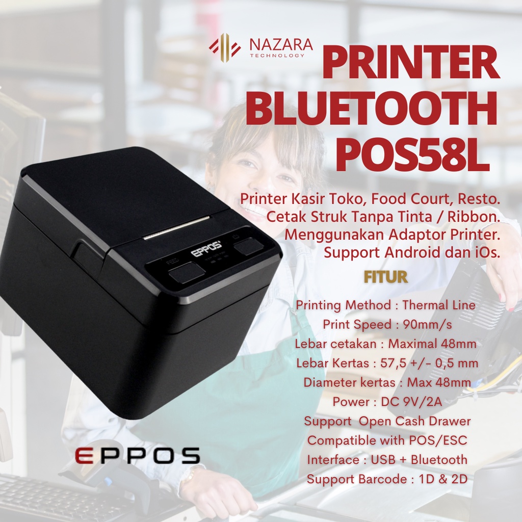 Printer Bluetooth Thermal 58mm EPPOS POS58L