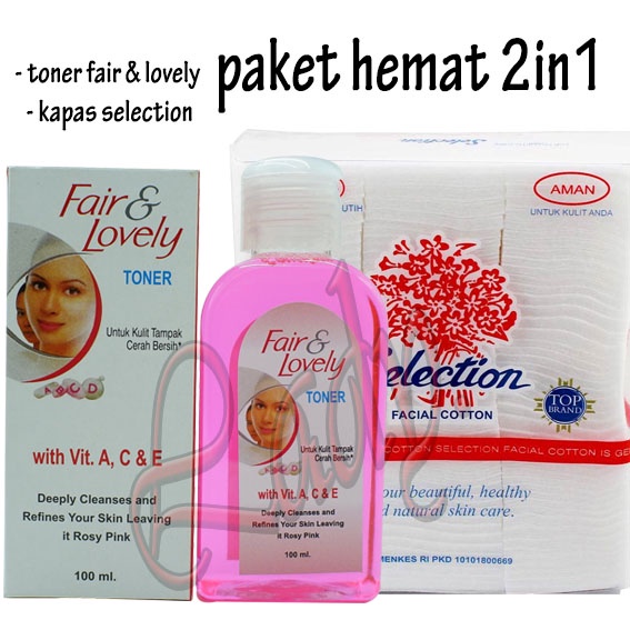 paket hemat 2in1 Toner Fair &amp; Lovely + Kapas Selection