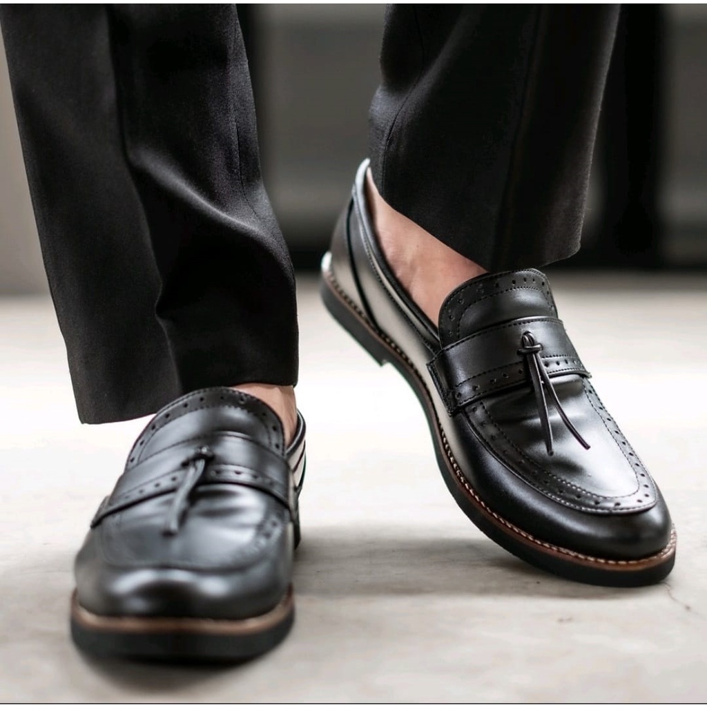 sepatu pria loafers moccasin black oxford casual formal BIG SIZE sepatu kerja main gaya cowok keren ukuran besar jumbo