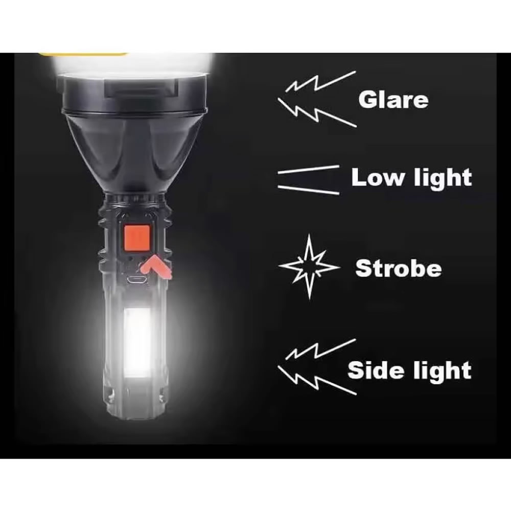 Senter Led L-830 USB COB Charging 4 Mode Cahaya Lampu Super Terang Jarak Jauh Waterproof Anti Air