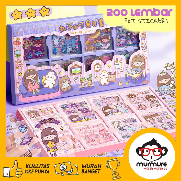 

MURMURE | 200 PET STIKER GAMBAR KARTUN DIY JURNAL STICKER SET 200 LEMBAR PERBOX