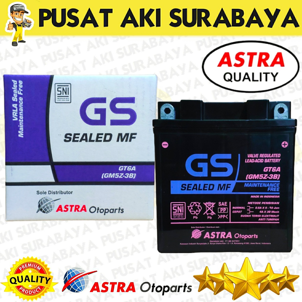 PROMO ORIGINAL ACCU KERING GS ASTRA GT6A SEPEDA MOTOR SATRIA 120 R HIU MEGAPRO PRIMUS JUPITER Z MX 135 GM5Z YB5LB YT7C MTX5AL