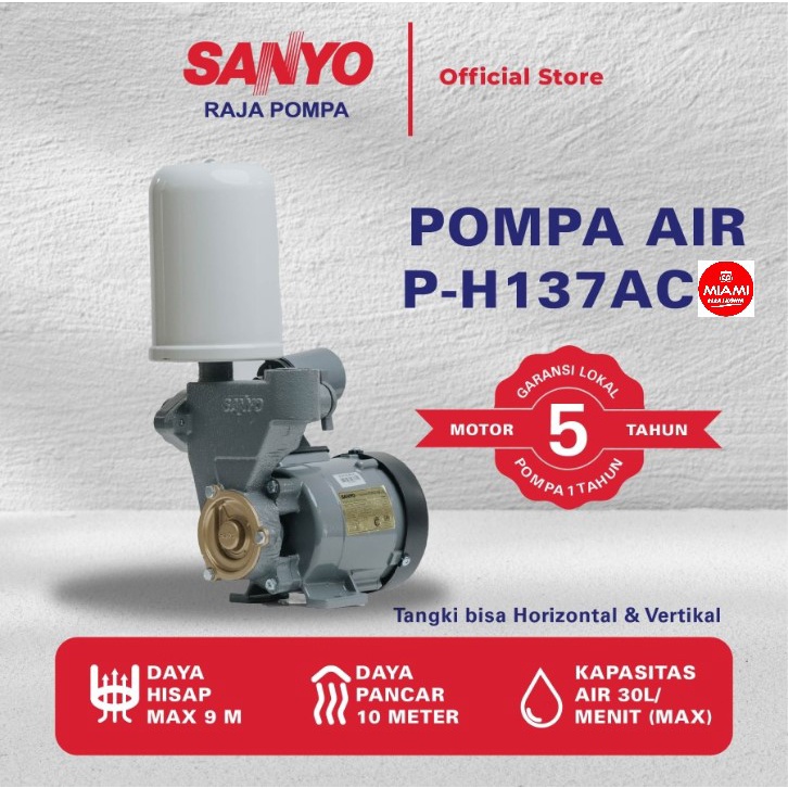 SANYO Mesin Pompa Air Sumur Otomatis- P-H137AC