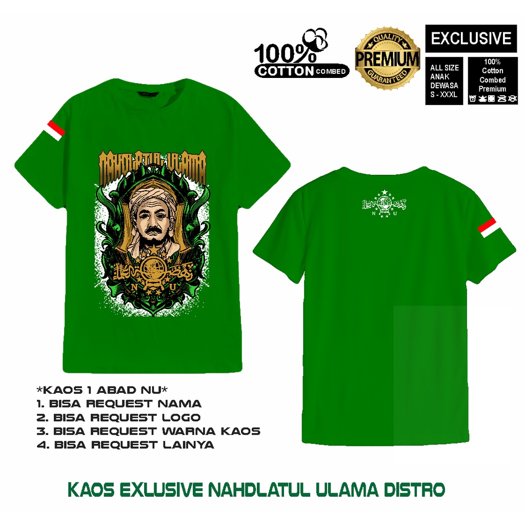 Kaos NU-Kaos Mbah Hasyim Asy'ari-Hijau
