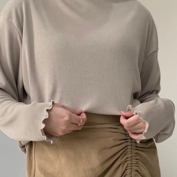 ◊ Inner Ruffle Turtleneck / Turtleneck Kriwil Lengan Panjang | Swetear Kriwil /Turtleneck Kaos Kerah