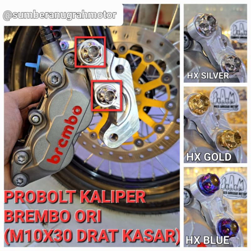 BAUT KALIPER BREMBO PROBOLT & TITANIUM (harga set 2pcs) Drat 14 Kasar M10 / Caliper / Cakram / Disc 