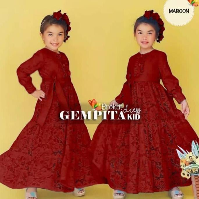 SPECIAL PRICE gempita dres - dres anak terbaru - dres brokat - baju anak 3-12tahun
