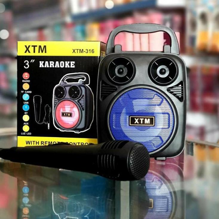 ☇ XTM 316 Speaker Bluetooth Speaker Mic Karaoke Wireless Portable Music Karaoke XTM-316 ➽