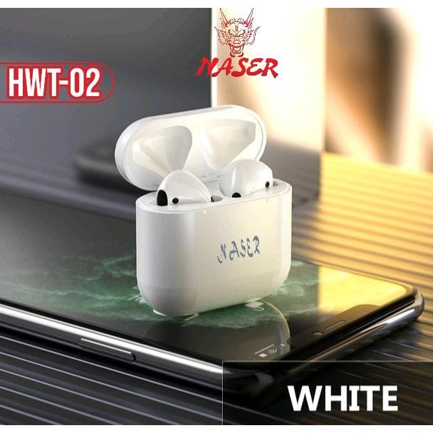 NASER HANDSFREE BLUETOOTH TWS HWT-02 / EARPHONE HANDSET BLUETOOTH TWS EARBUDS EXTRA BASS/PRODUK ORIGINAL