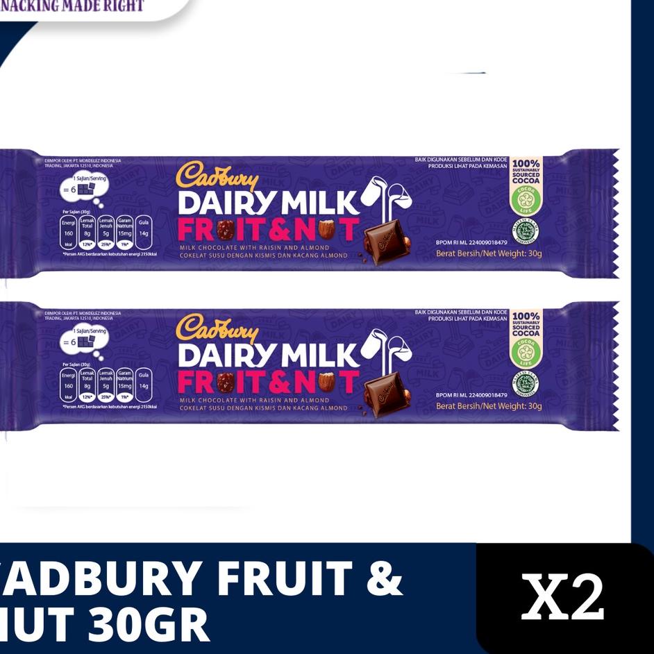 

Pasti Tertarik Cadbury Cokelat Dairy Milk Fruit & Nut 2 x 30 gr