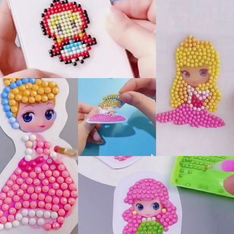 (JY) Mainan Anak - Sticker Diamond Cutie Pop Sticker Motif Princess Edukasi Painting Sticker Korea