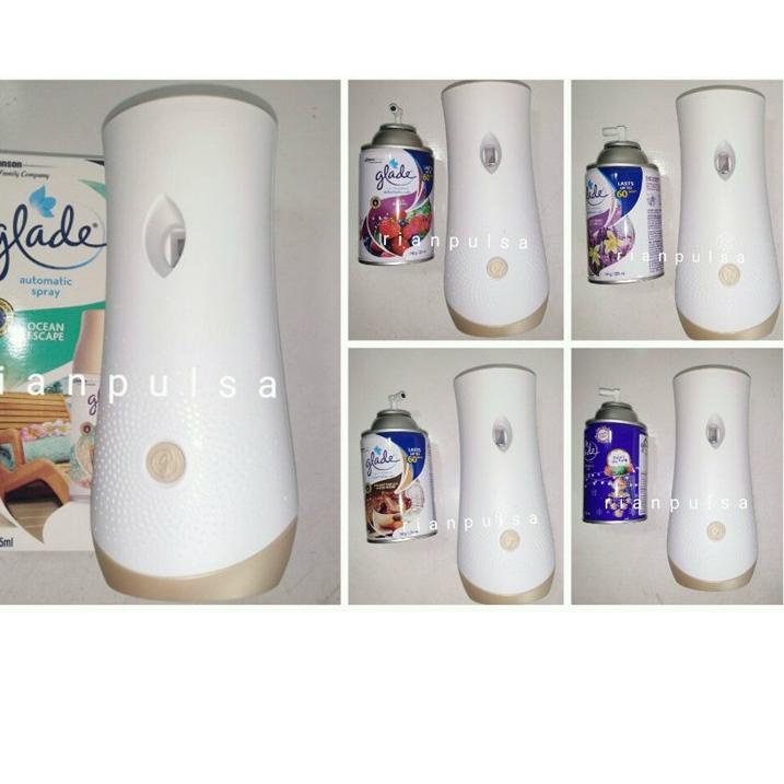 ➵ Pengharum ruangan Mesin Spray Otomatis GLADE air Freshener alat refill lavender vanila Outwood oce