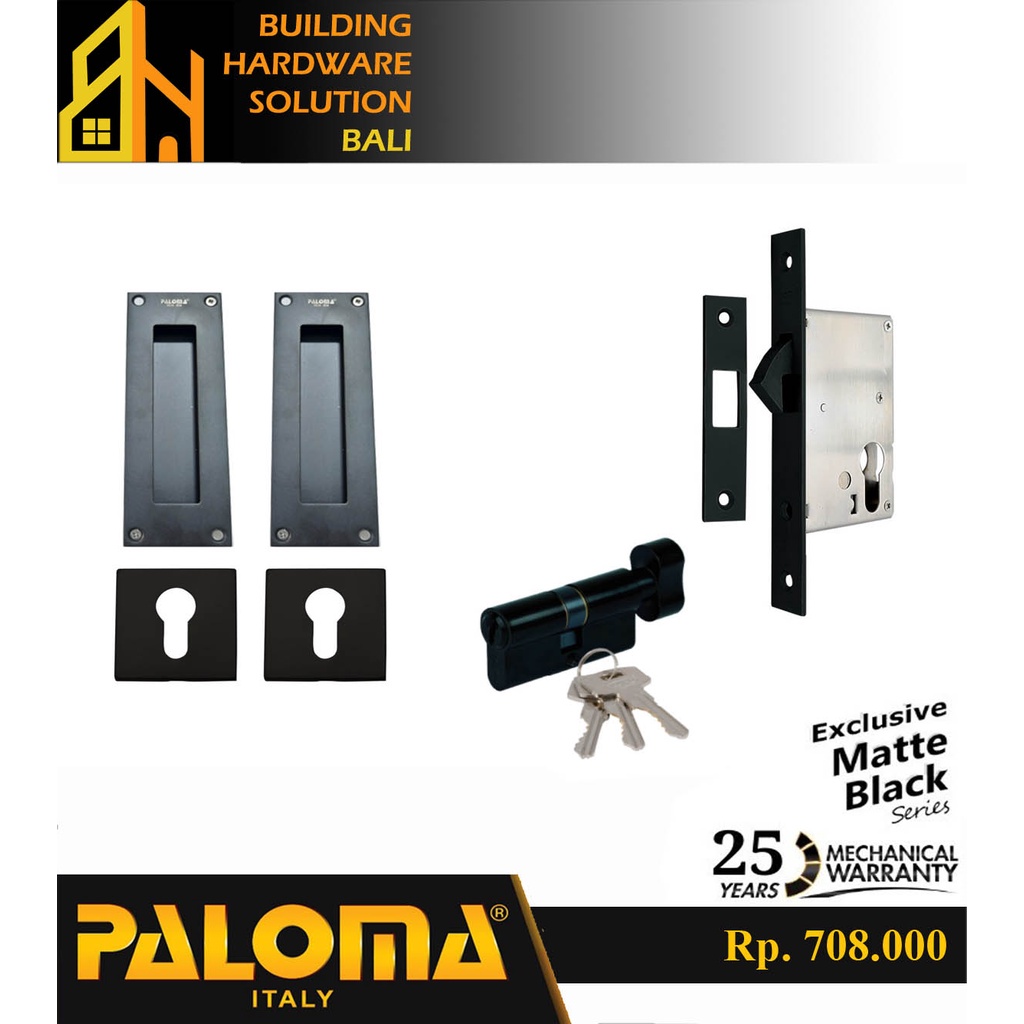 PALOMA Paket Handle Kunci Pintu Sliding Hitam Kotak Sliding Door Set Full Black