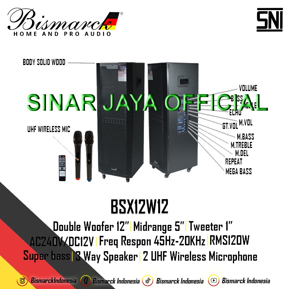 speaker portable wireless bismarck BSX12W12/bsx 12w12