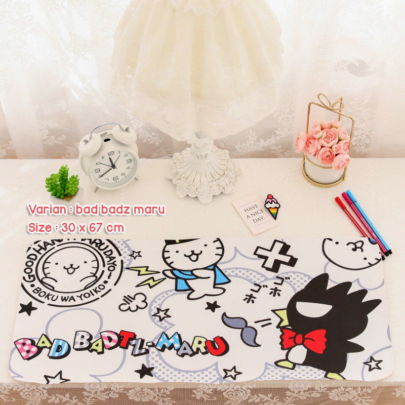 MOUSE PAD PANJANG UNTUK GAMING BAHAN PU WATERPROOF ANTI AIR MOTIF KARTUN SANRIO HELLO KITTY CINNAMOROLL LONG STYLE STUDENT DESK MAT PLACEMAT BISA UNTUK ALAS MEJA @banyak