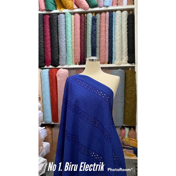 Kain Katun Bordir Murah Garis Bolong  cocok utk dress, mukena, atasan, outher, Gamis, bahan sangat adem, nyaman dipakai cocok pula utk anak anak