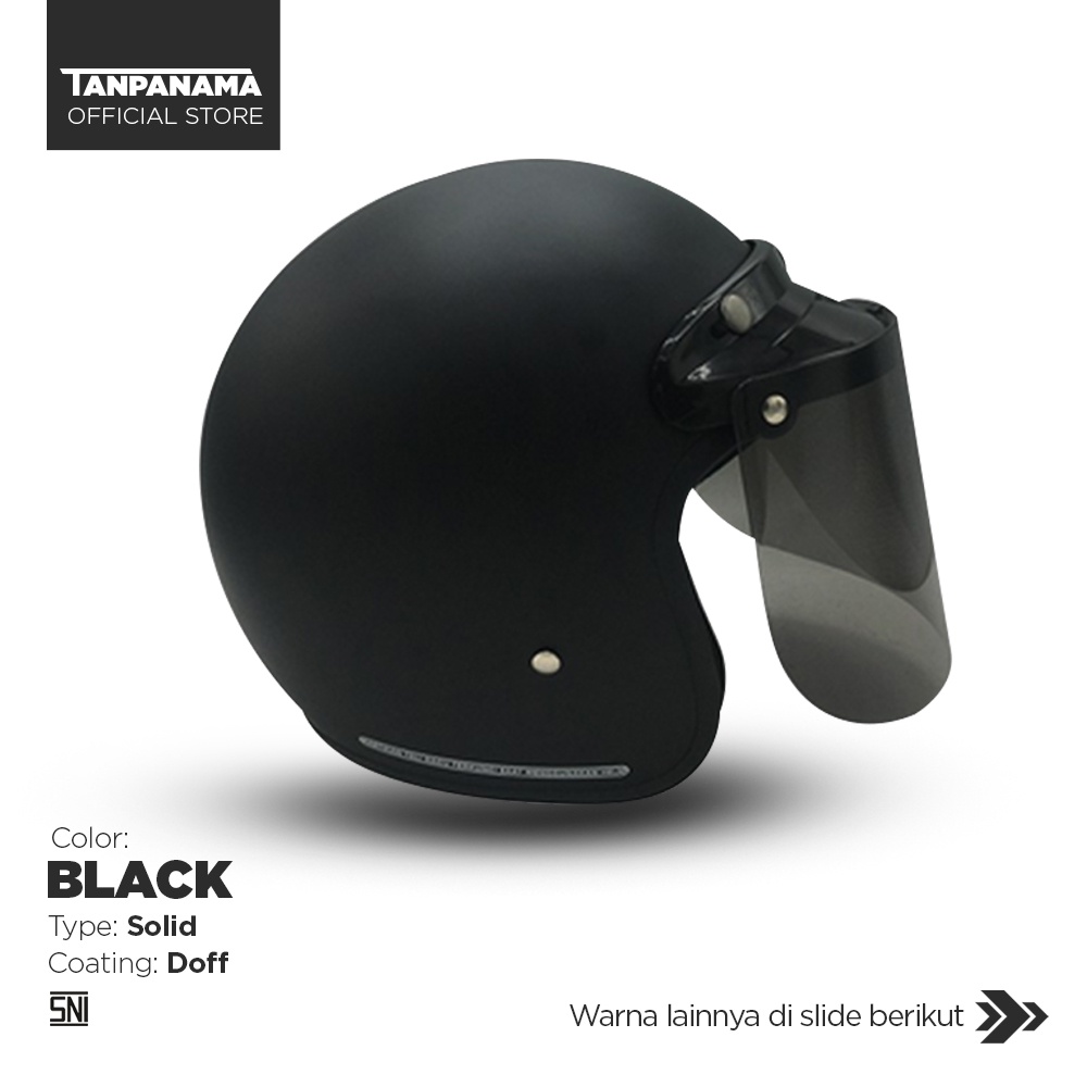 Tanpanama Helm - Helm Bogo Polos / Helm Retro Dewasa SNI