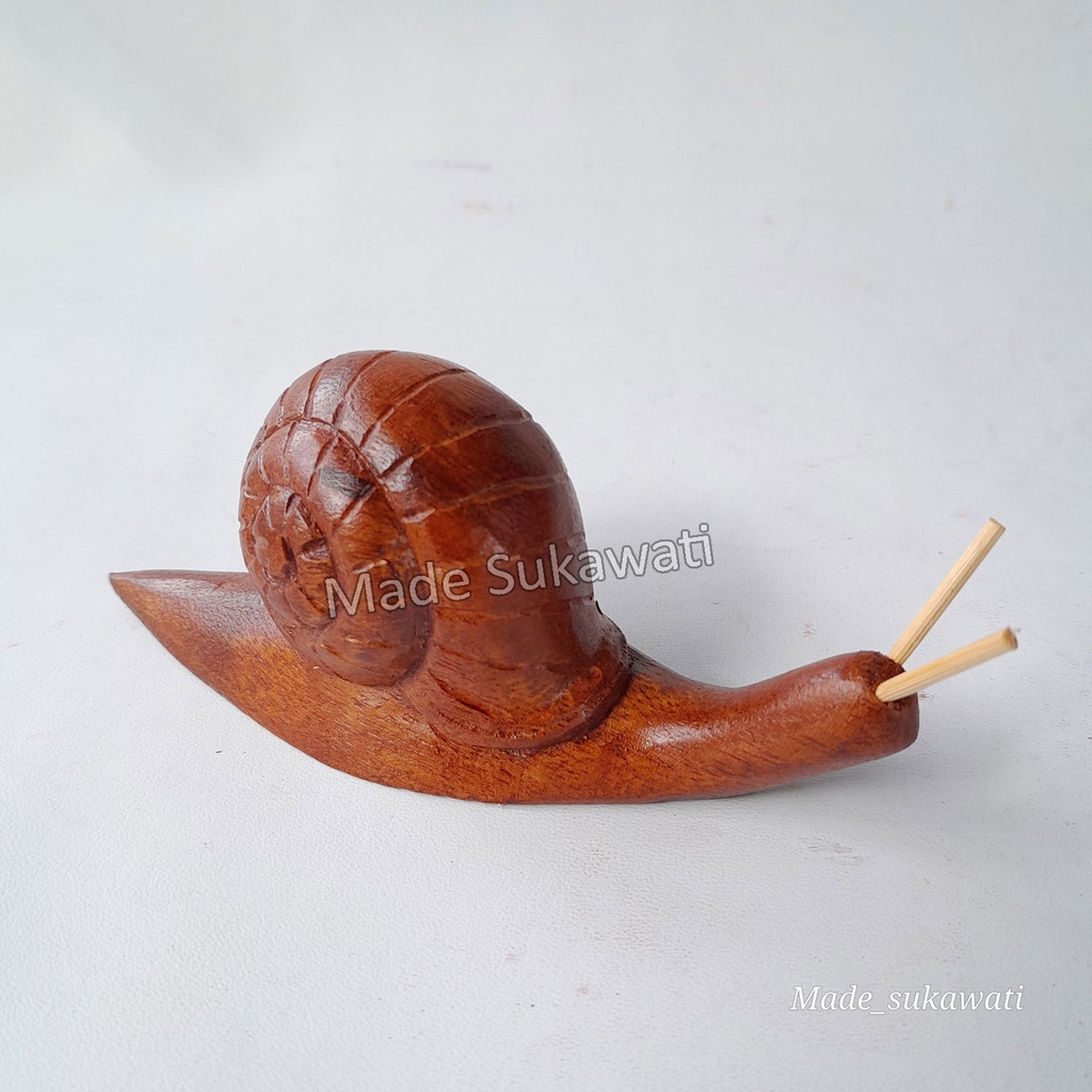 Patung kayu Siput mini 12cm ukiran handmade bali