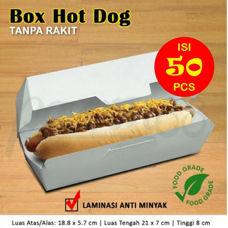 

STOK TERBARU Kotak Box Dus Hot Dog Hotdog | PUTIH - (50 PCS)