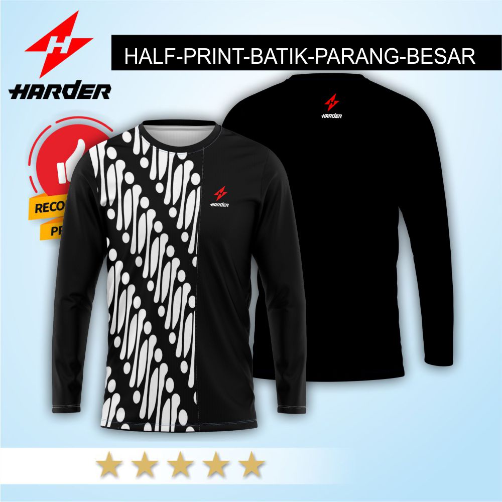 Baju Dewasa Kaos Pria Lengan Panjang Gambar Batik Parang Besar Jumbo