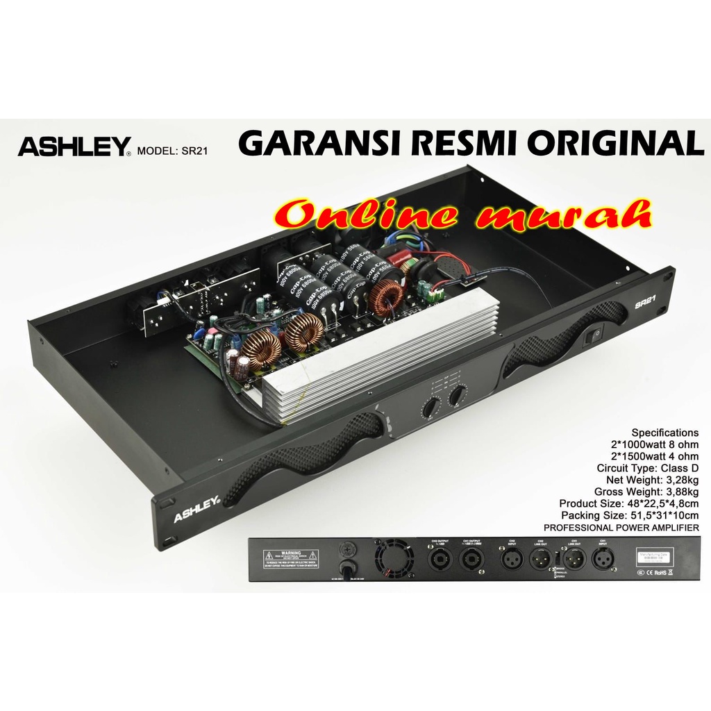 power amplifier ashley sr21 ashley sr 21 class d 1000 watt x2 original