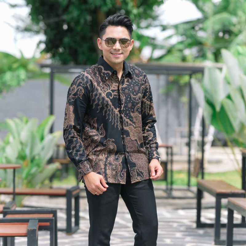 Batik Pria Premium katun baturaden HITAM coklat