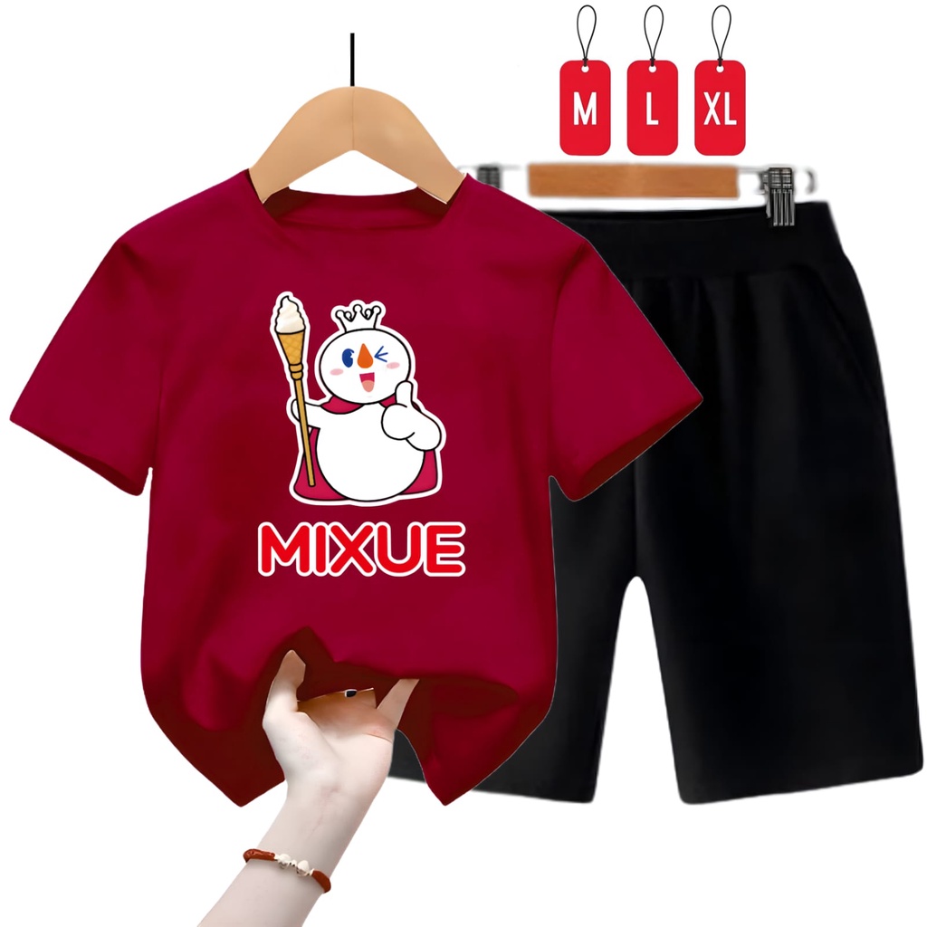 Hzl_outfit Setelan Kaos Anak Cowok Mixue Top / Setelan Kaos Anak Cewek Mixue Top / Size / M,L,XL