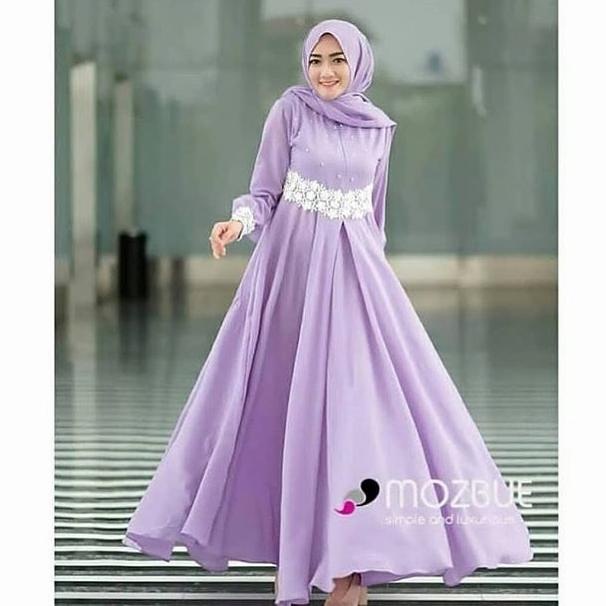 MURAH Gamis Dress Kondangan Maxi Polos Jumbo Busui PALOMA Warna Ungu Violet