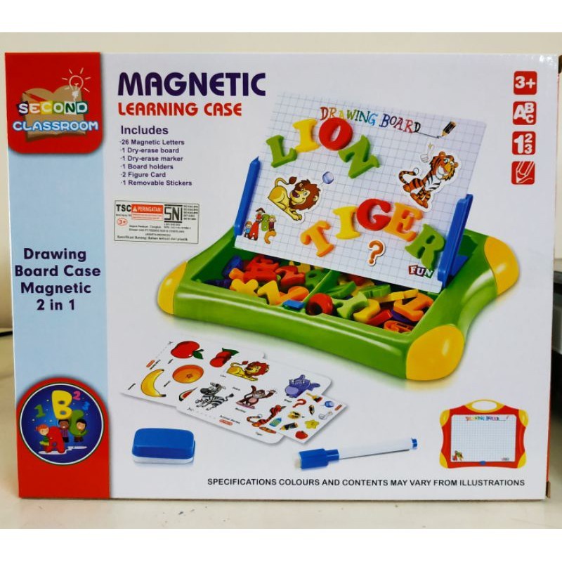 Magnetic Learning Case Mainan Papan Tulis Magnet Huruf