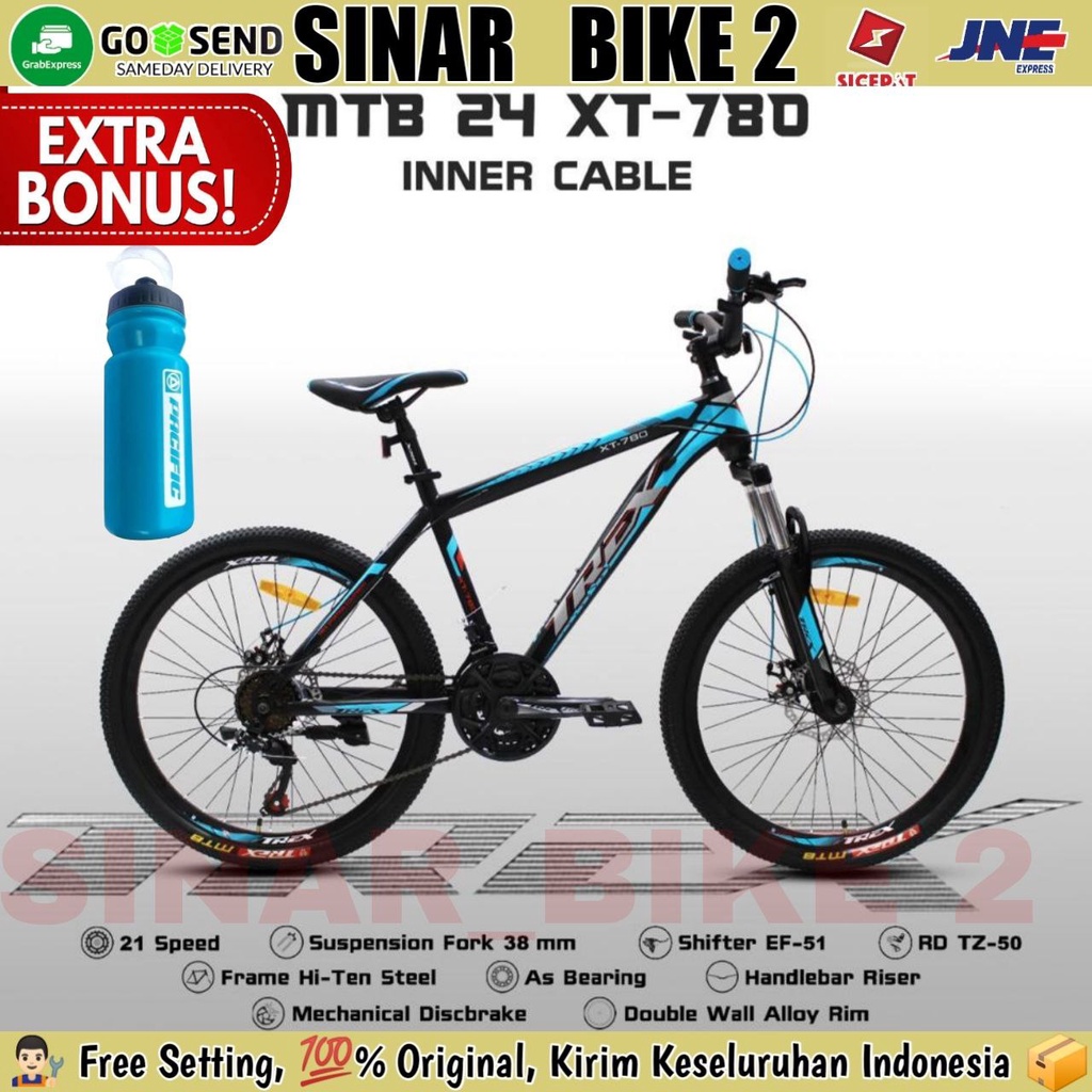 Sepeda Gunung MTB TREX XT-780 Ukuran 24 inch Rem Cakram 21 Speed