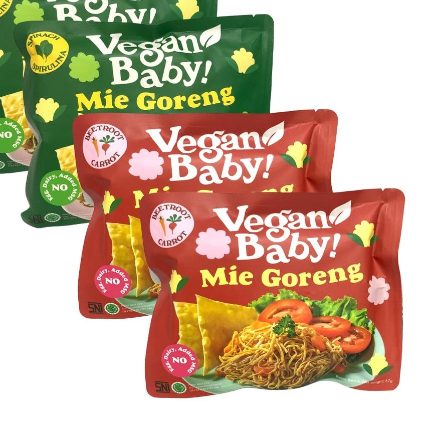 

❆ Vegan Baby mie goreng mix bayam spirulina dan wortel bit 4pcs ✈